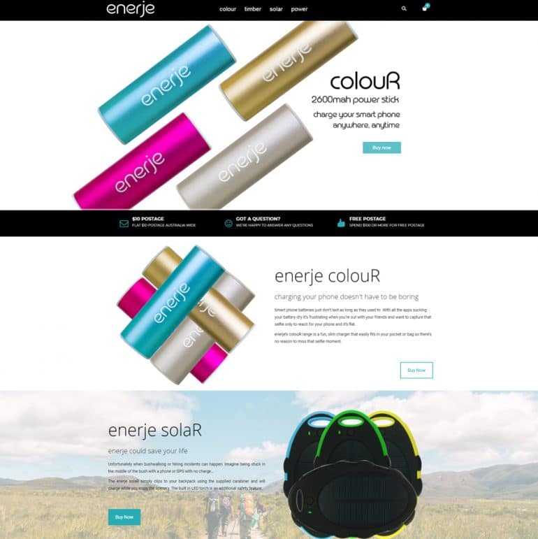 enerje - ecommerce website